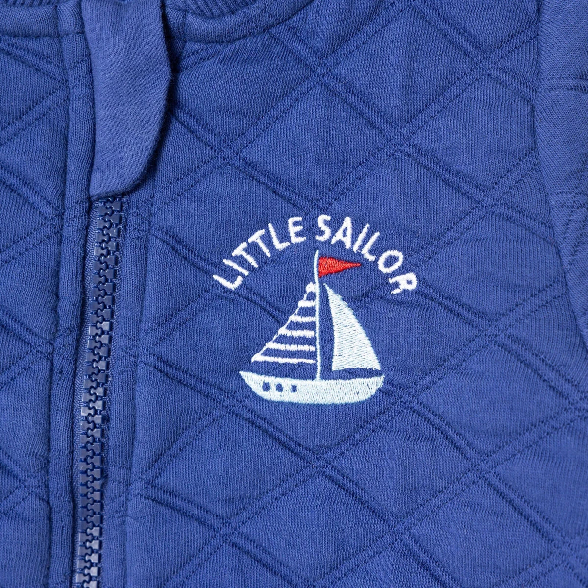 HelloBaby Boys Quilted Cardigan Nautical Print Zip Fastening Little Sailor Crew Neck Long Sleeve - Navy Blue - Image 4