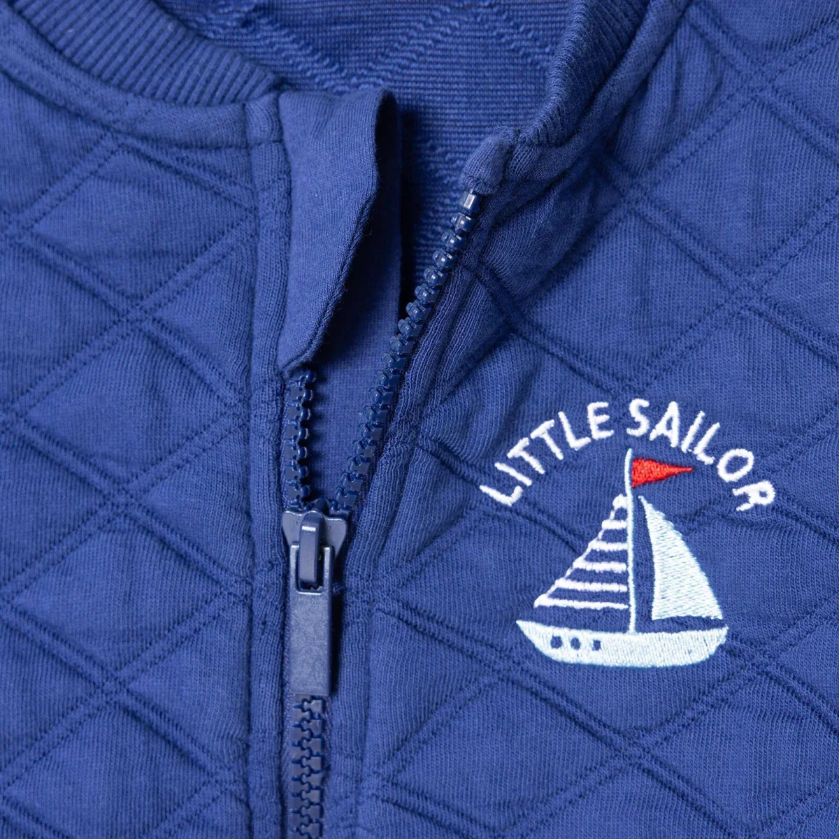 HelloBaby Boys Quilted Cardigan Nautical Print Zip Fastening Little Sailor Crew Neck Long Sleeve - Navy Blue - Image 5