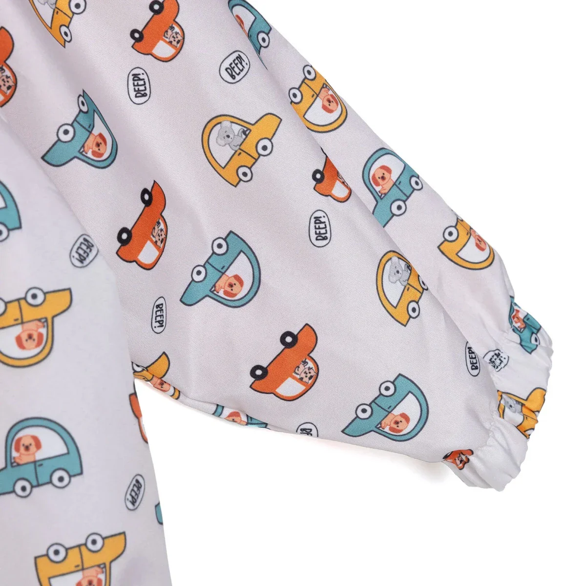 HelloBaby Boys Raincoat Car Print Zip Fastening Hooded Long Sleeve - Ecru Printed - Image 5