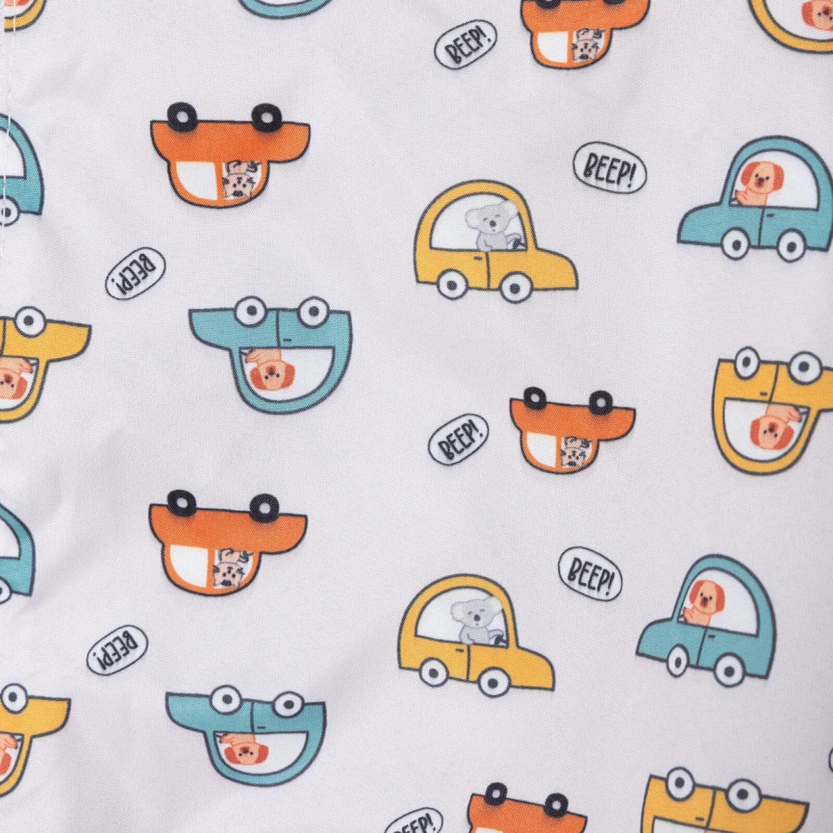 HelloBaby Boys Raincoat Car Print Zip Fastening Hooded Long Sleeve - Ecru Printed - Image 6