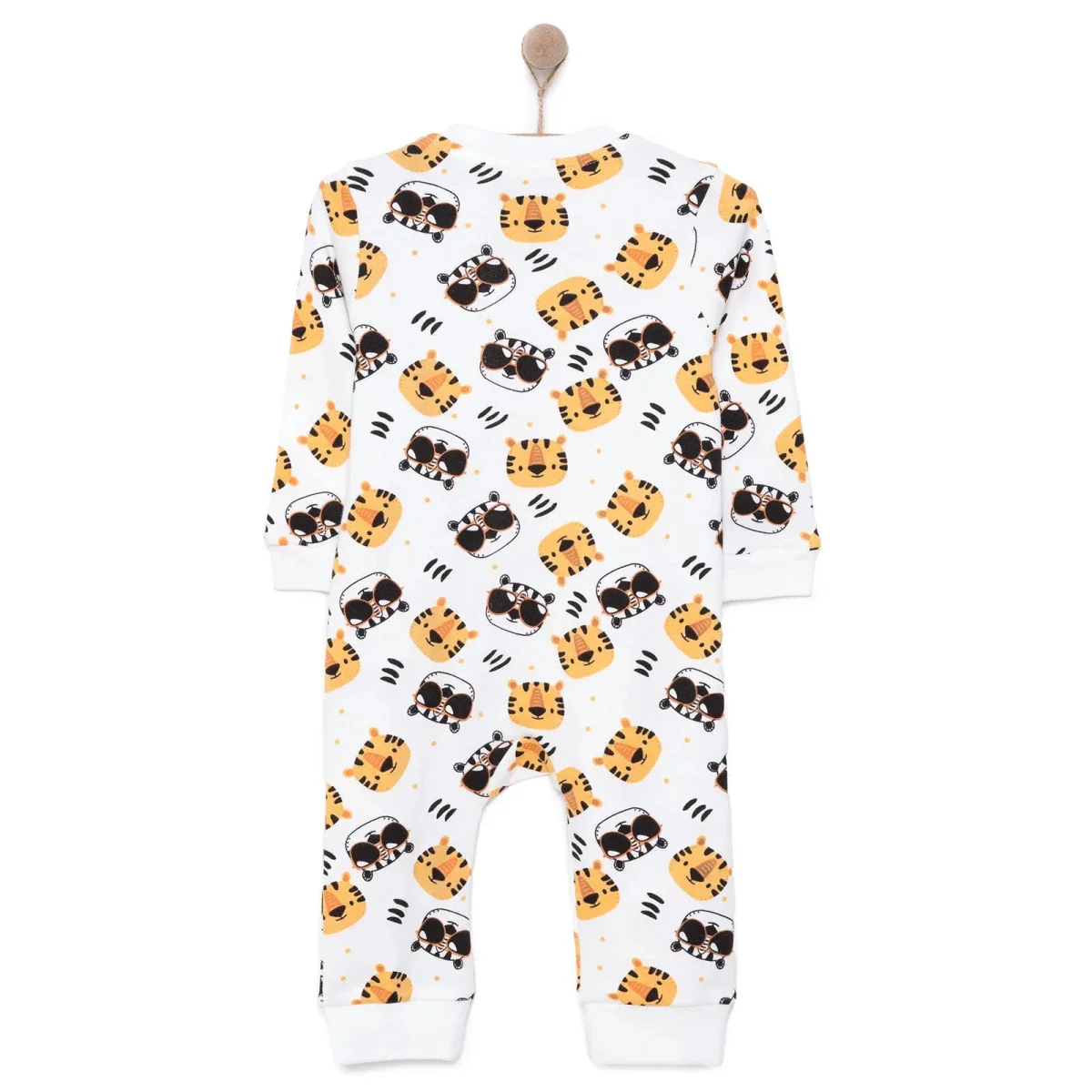 HelloBaby Boys Romper Zip-up Crew Neck Long Leg Long Sleeve - Ecru - Image 2