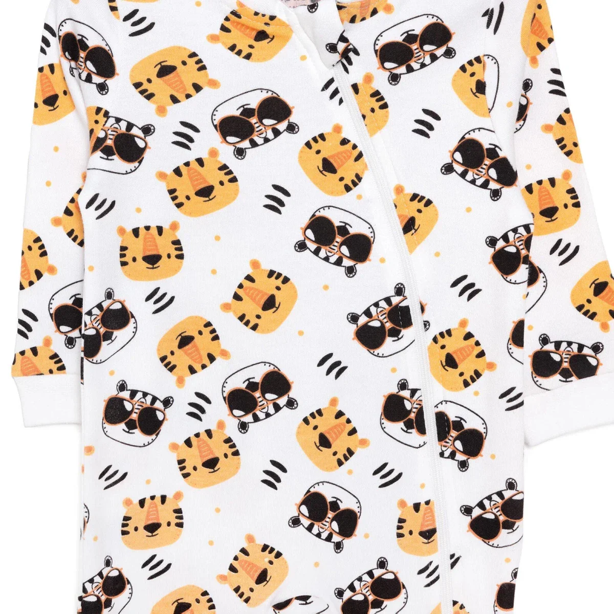 HelloBaby Boys Romper Zip-up Crew Neck Long Leg Long Sleeve - Ecru - Image 5