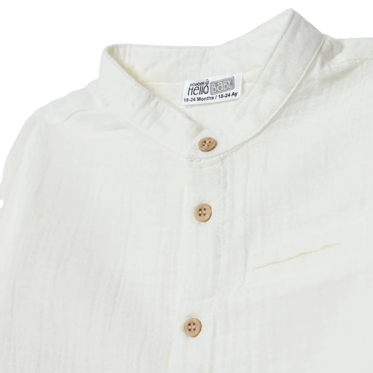HelloBaby Boys Shirt Buttoned Cool Boy Mandarin Collar Long Sleeve - Ecru - Image 7