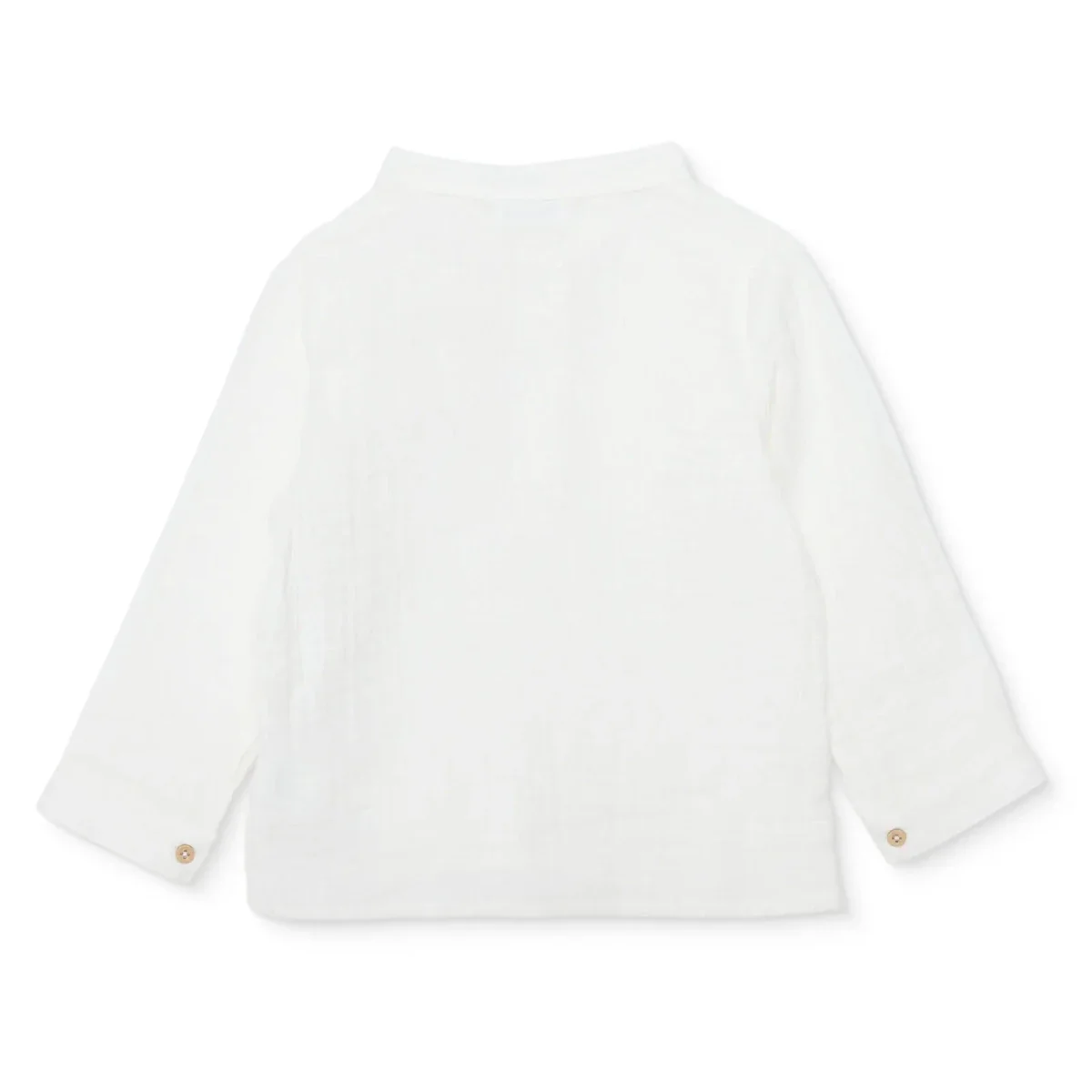 HelloBaby Boys Shirt Buttoned Little Sailor Mandarin Collar Long Sleeve - Ecru - Image 2