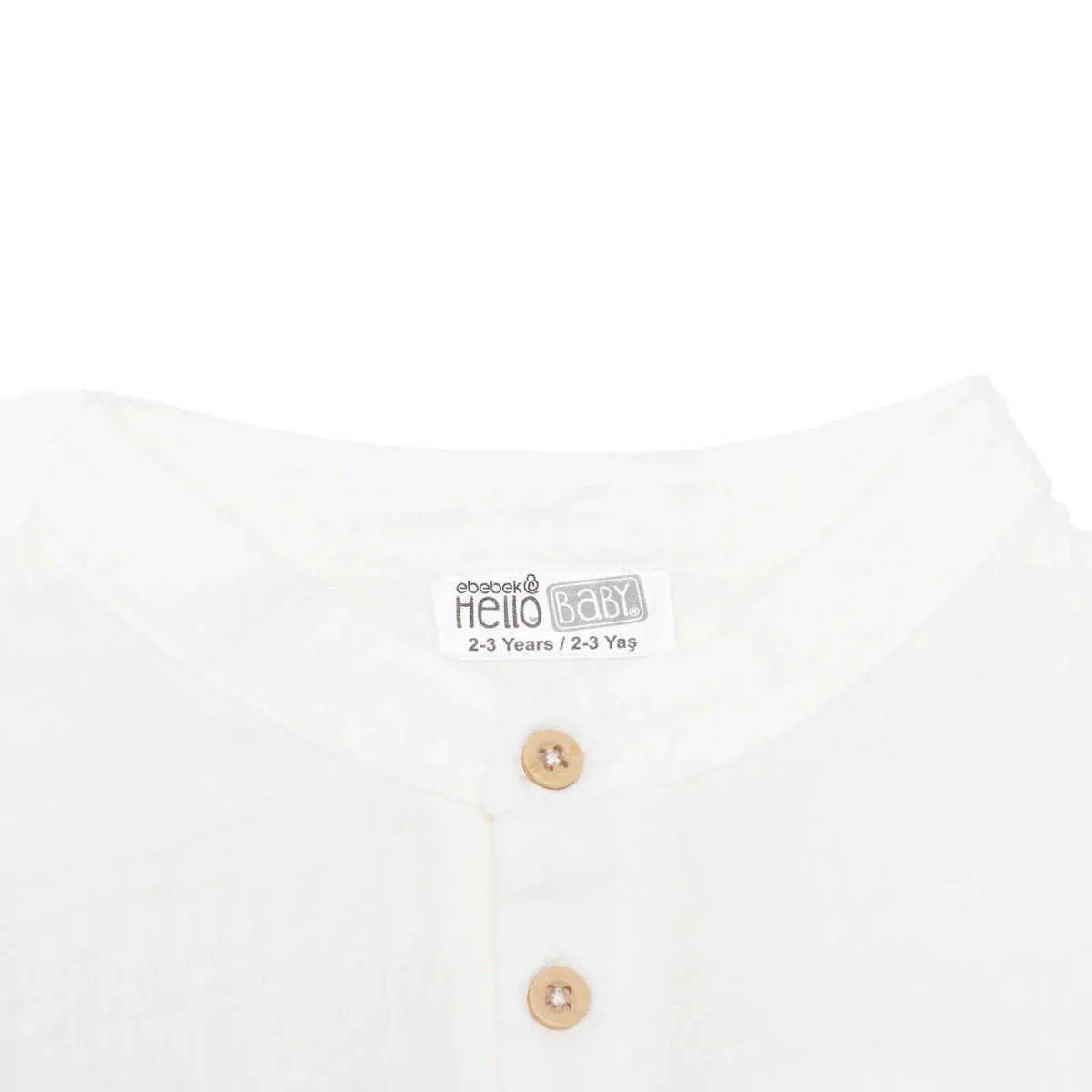 HelloBaby Boys Shirt Buttoned Little Sailor Mandarin Collar Long Sleeve - Ecru - Image 3