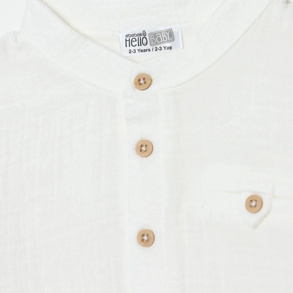 HelloBaby Boys Shirt Buttoned Little Sailor Mandarin Collar Long Sleeve - Ecru - Image 7