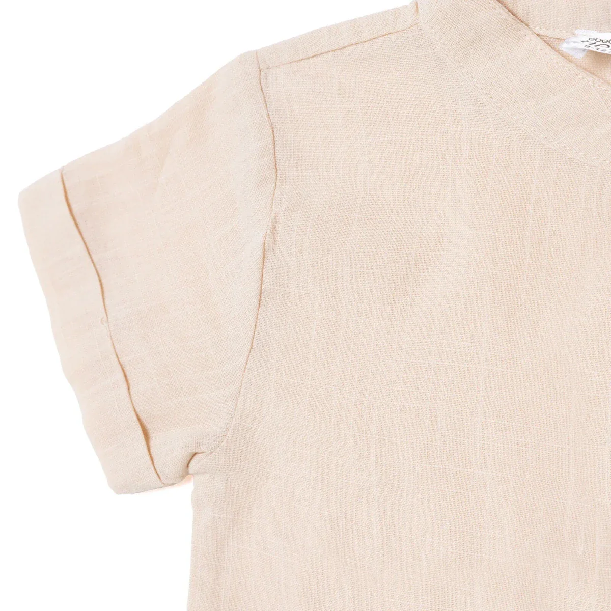 HelloBaby Boys Shirt Nautical Print Buttoned Little Sailor Mandarin Collar Long Sleeve - Beige - Image 4