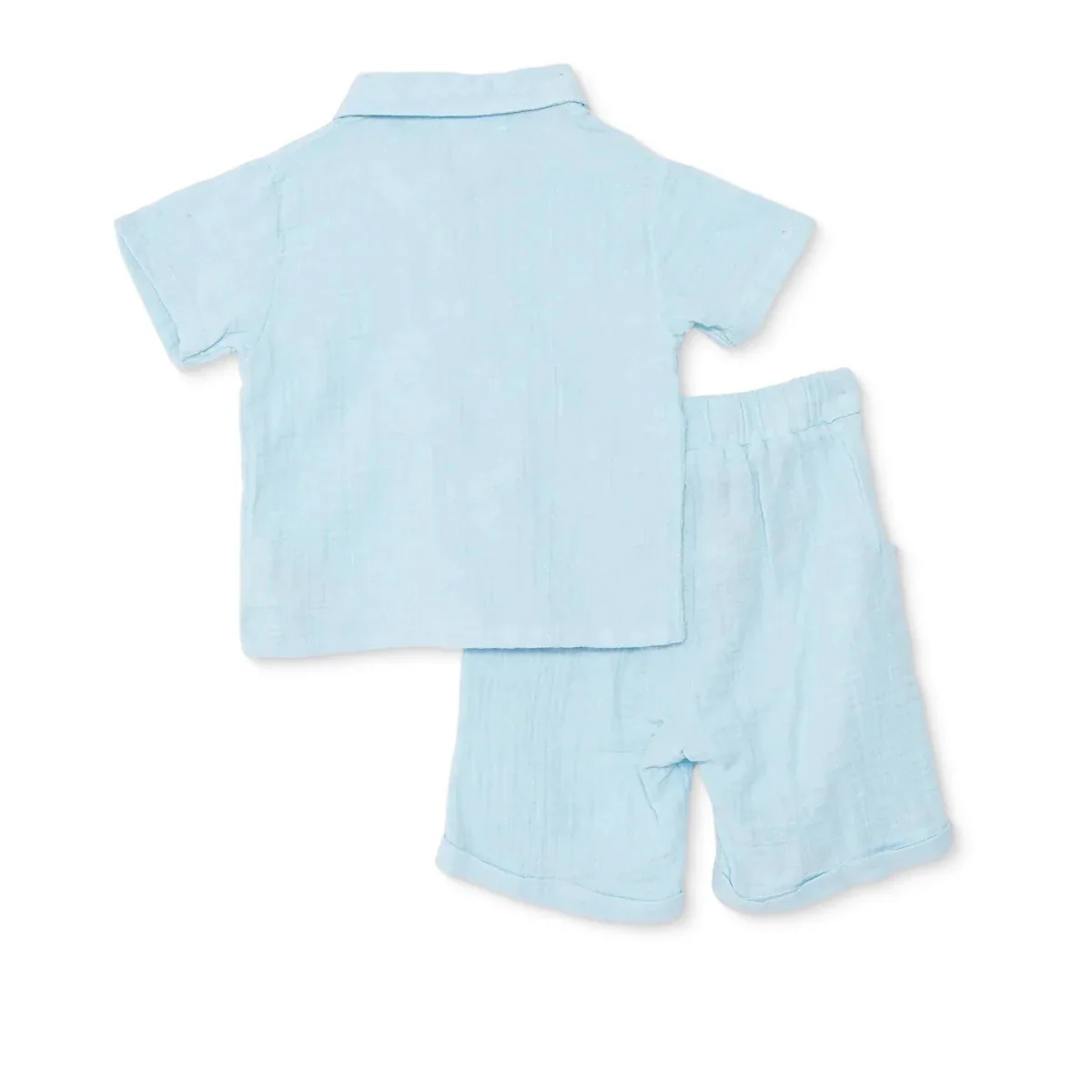 HelloBaby Boys Shirt & Shorts Set Buttoned Little Sailor Shirt Collar Above the Knee Short Sleeve - Blue - Image 2