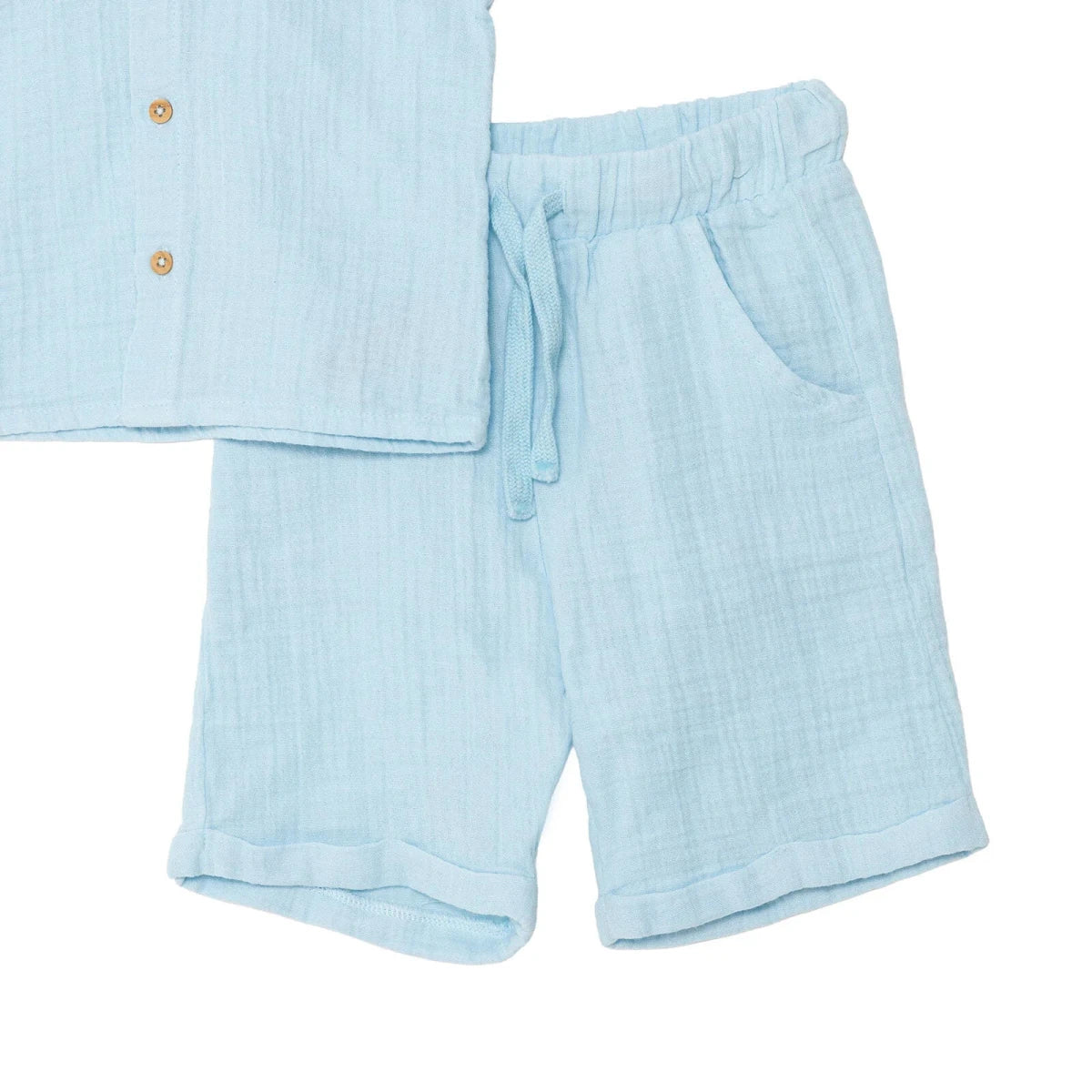 HelloBaby Boys Shirt & Shorts Set Buttoned Little Sailor Shirt Collar Above the Knee Short Sleeve - Blue - Image 4