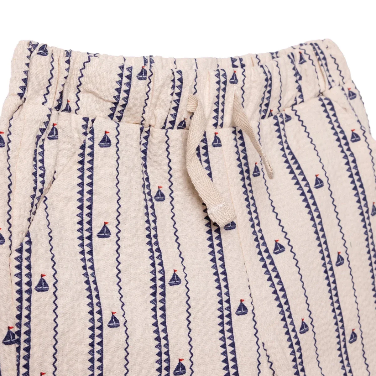 HelloBaby Boys Shirt & Shorts Set Buttoned Little Sailor Shirt Collar Above the Knee Short Sleeve - Ecru Printed - Image 5
