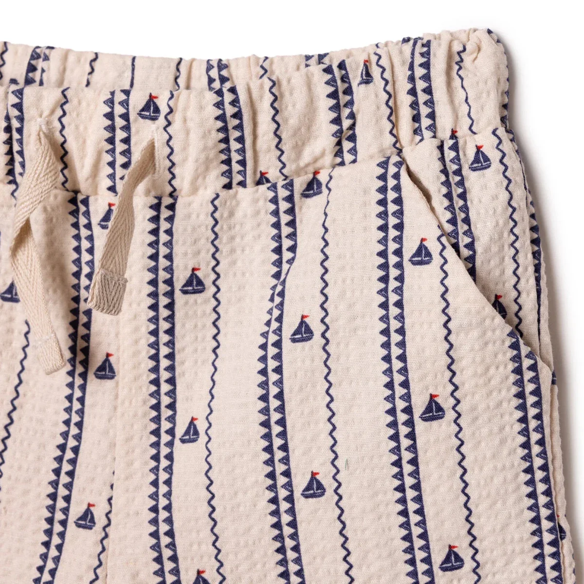 HelloBaby Boys Shirt & Shorts Set Buttoned Little Sailor Shirt Collar Above the Knee Short Sleeve - Ecru Printed - Image 7
