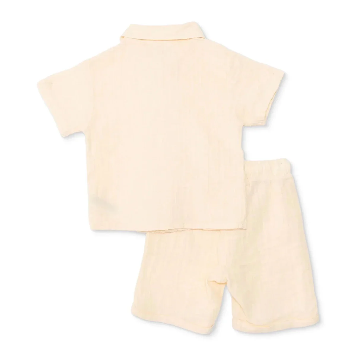 HelloBaby Boys Shirt & Shorts Set Buttoned Little Sailor Shirt Collar Above the Knee Short Sleeve - Ecru - Image 2