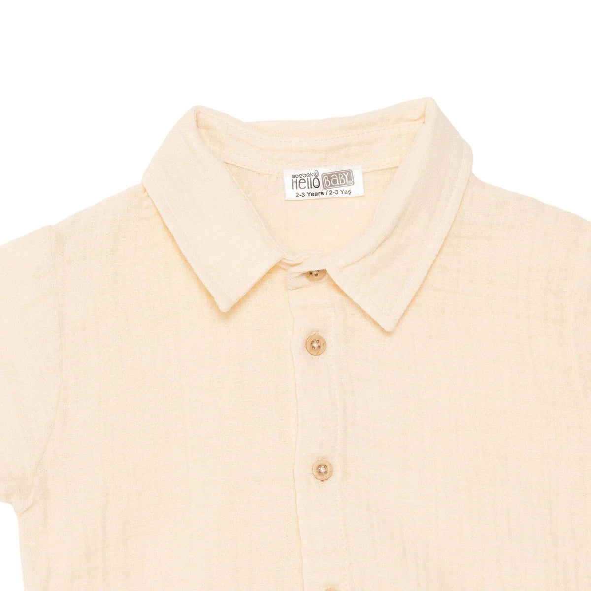 HelloBaby Boys Shirt & Shorts Set Buttoned Little Sailor Shirt Collar Above the Knee Short Sleeve - Ecru - Image 3