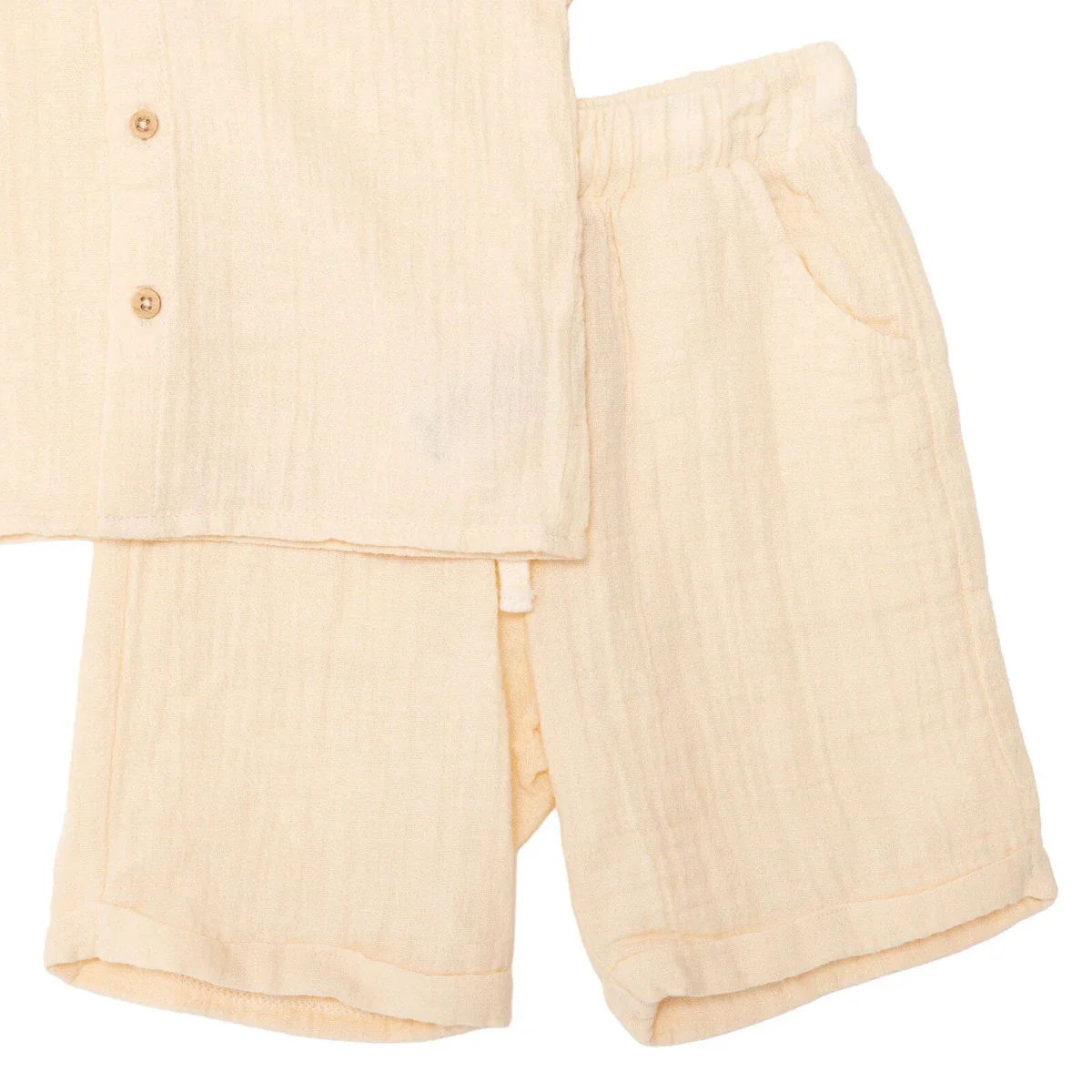 HelloBaby Boys Shirt & Shorts Set Buttoned Little Sailor Shirt Collar Above the Knee Short Sleeve - Ecru - Image 6