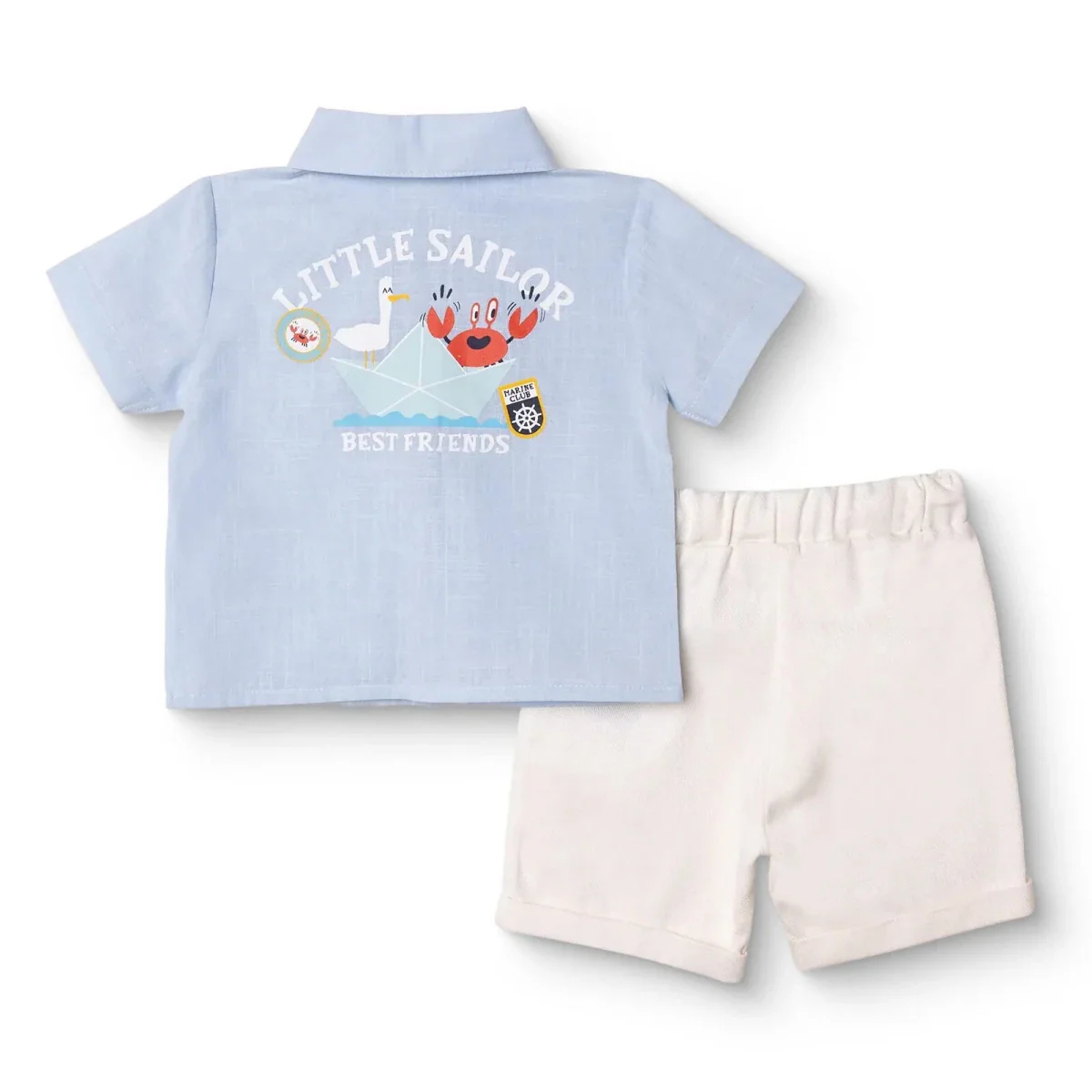 HelloBaby Boys Shirt & Shorts Set - Blue - Image 3