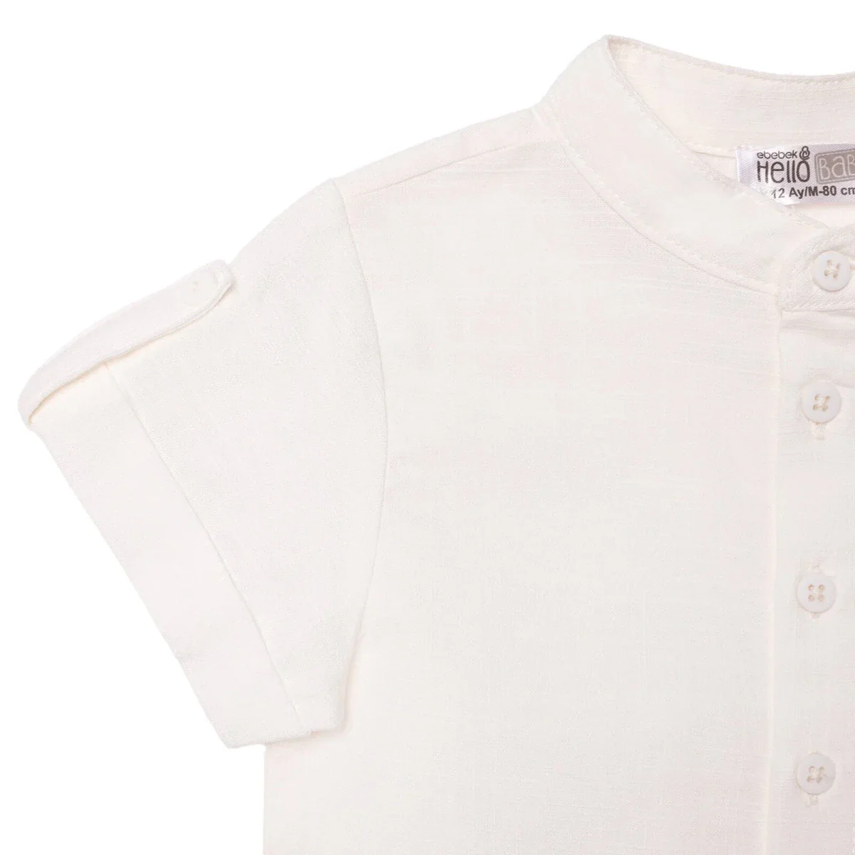 HelloBaby Boys Shirt & Shorts Set Buttoned Smart Line Mandarin Collar Above the Knee Short Sleeve - White - Image 5