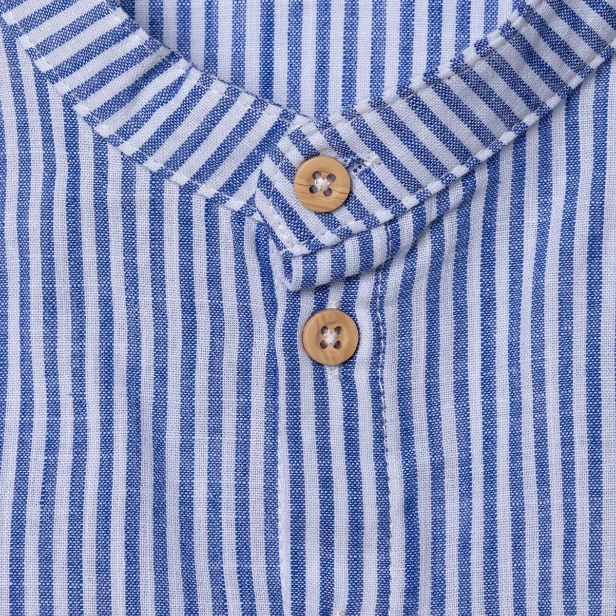 HelloBaby Boys Shirt & Shorts Set Striped Buttoned Smart Line Mandarin Collar Above the Knee Short S - Indigo - Image 4