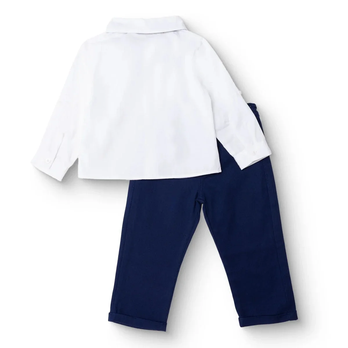 HelloBaby Boys Shirt-Trouser with Buttons Shirt Collar Long Leg Long Sleeve - White - Image 2