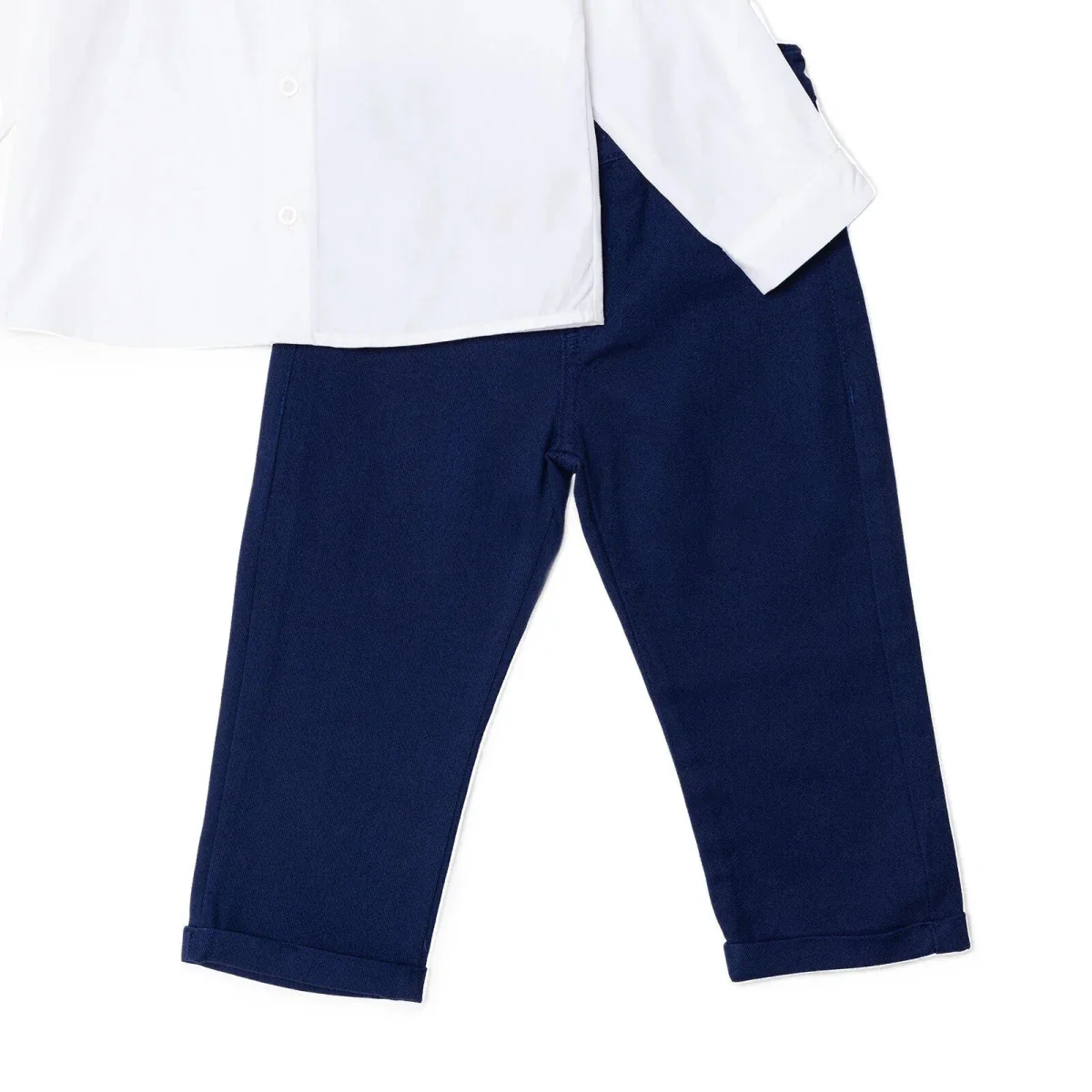 HelloBaby Boys Shirt-Trouser with Buttons Shirt Collar Long Leg Long Sleeve - White - Image 4