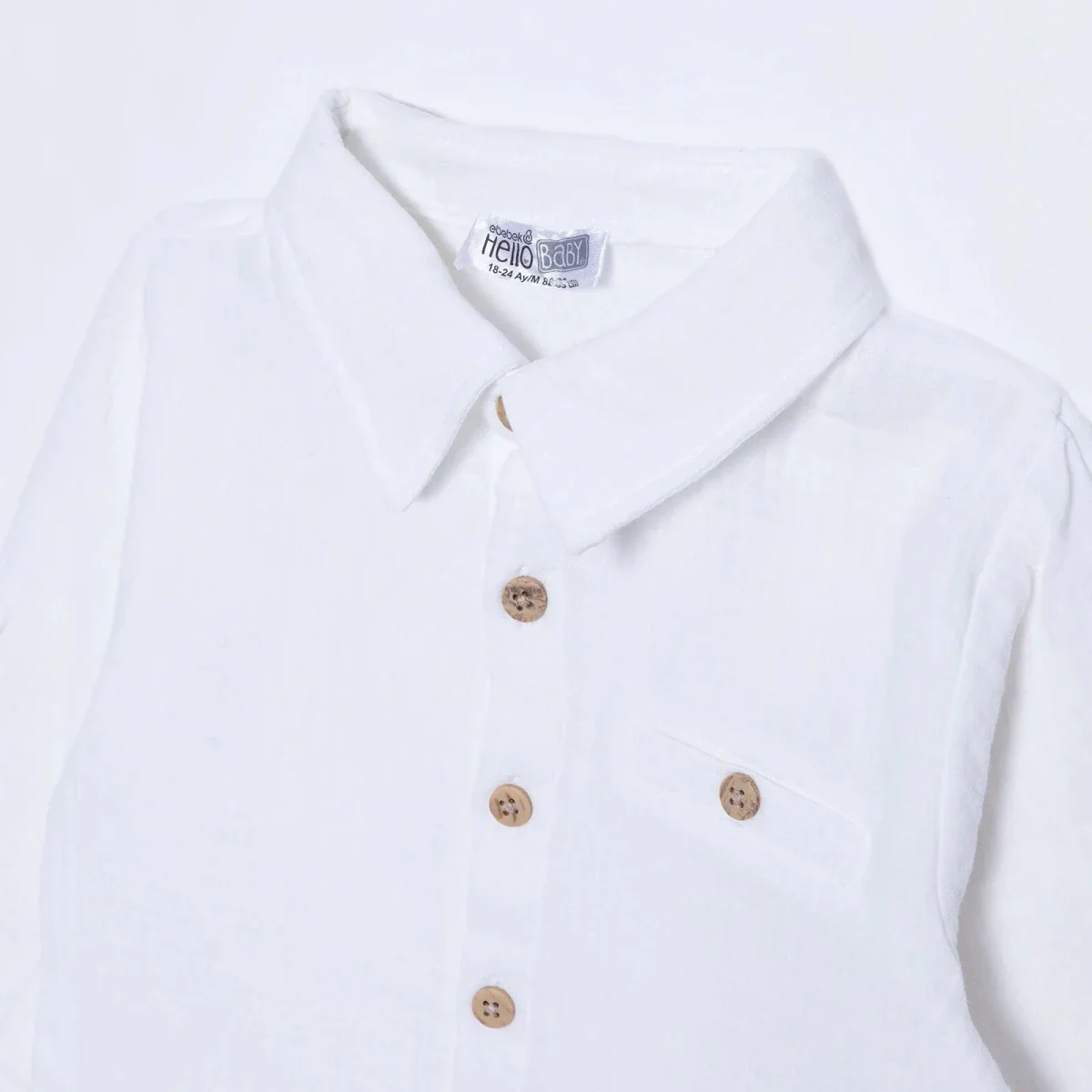 HelloBaby Boys Shirt with Buttons Cool Boy Shirt Collar Long Sleeve - Ecru - Image 3