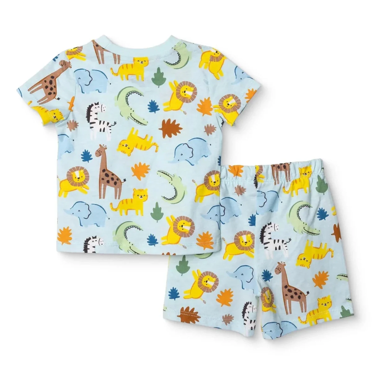 HelloBaby Boys Pyjamas Set Animal Print Short Sleeve - Blue - Image 2