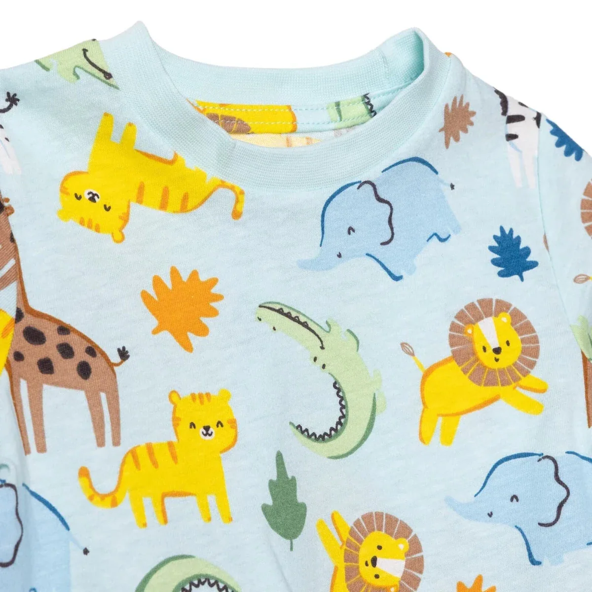 HelloBaby Boys Pyjamas Set Animal Print Short Sleeve - Blue - Image 3