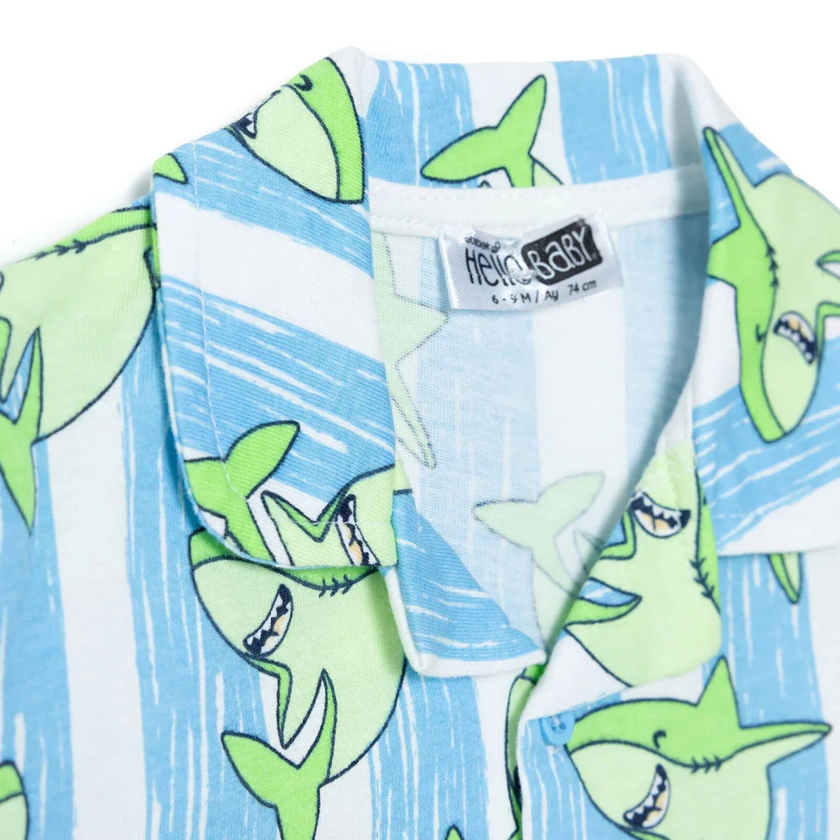 HelloBaby Boys Pyjamas Set Animal with Buttons Short Sleeve - Blue - Image 5