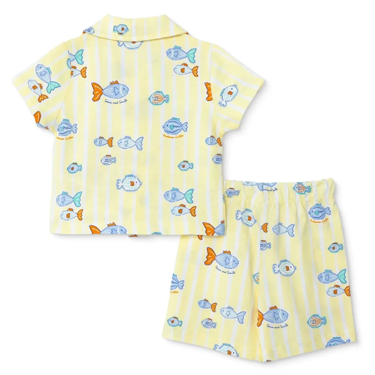 HelloBaby Boys Pyjamas Set Animal with Buttons Short Sleeve - Yellow - Image 2