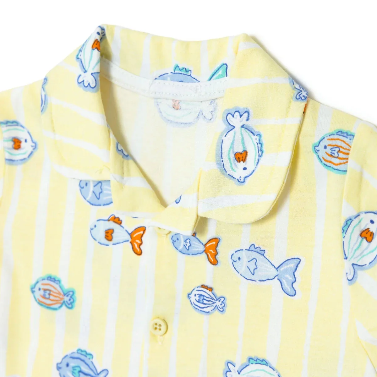 HelloBaby Boys Pyjamas Set Animal with Buttons Short Sleeve - Yellow - Image 3