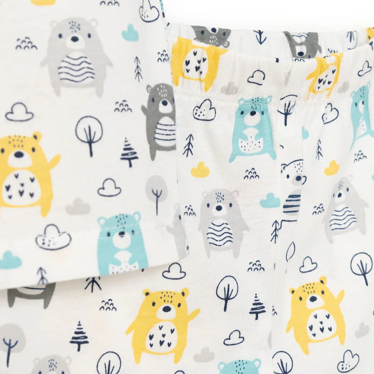 HelloBaby Boys Short Sleeve Pyjamas Set Animal with Buttons Shirt Collar Short Leg Short Sleeve - Ecru - Image 6