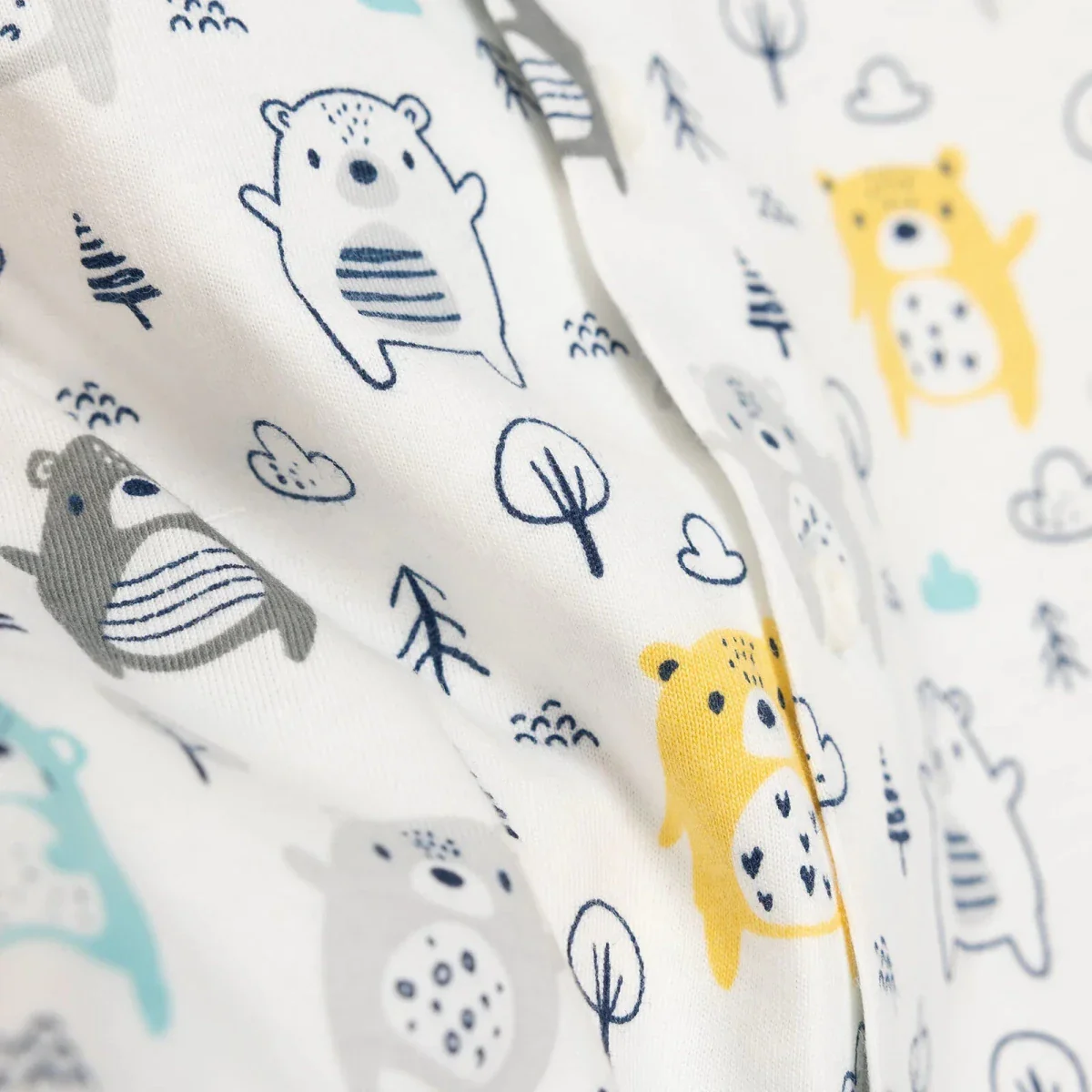 HelloBaby Boys Short Sleeve Pyjamas Set Animal with Buttons Shirt Collar Short Leg Short Sleeve - Ecru - Image 7