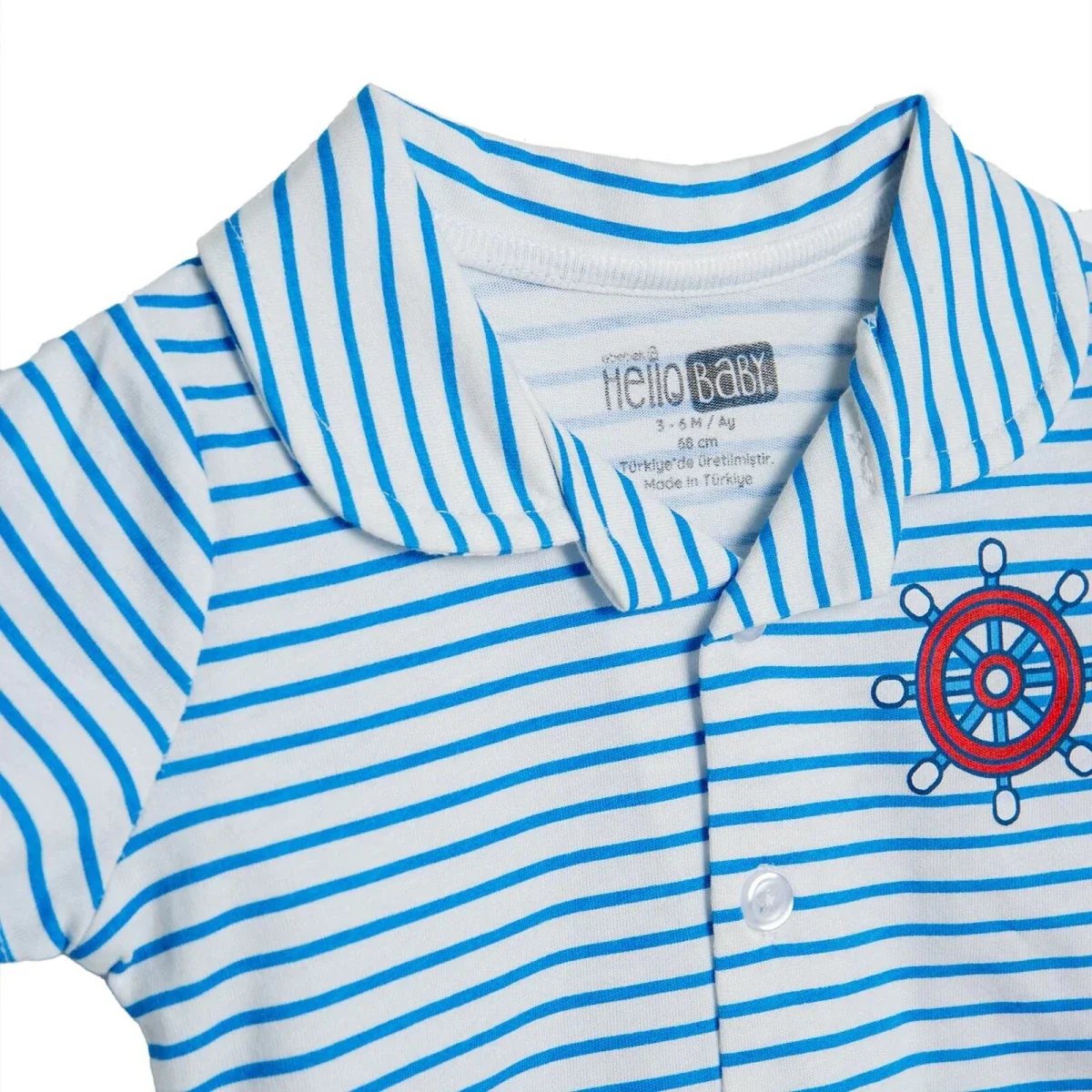 HelloBaby Boys Pyjamas Set Nautical Print Short Slee - Light Blue - Image 3