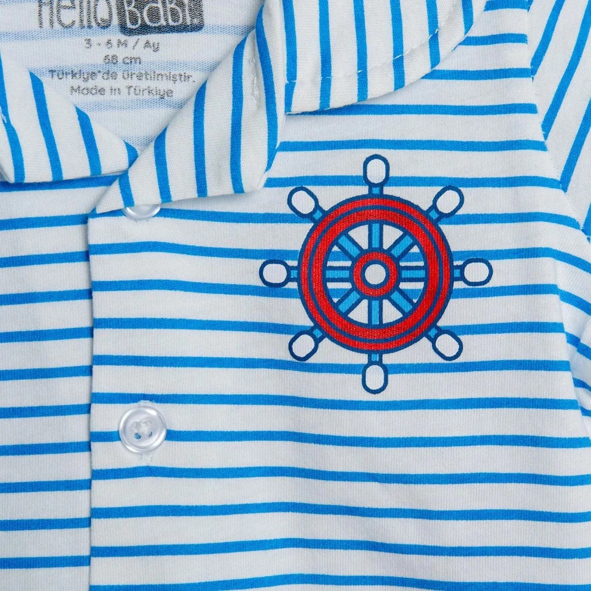 HelloBaby Boys Pyjamas Set Nautical Print Short Slee - Light Blue - Image 4
