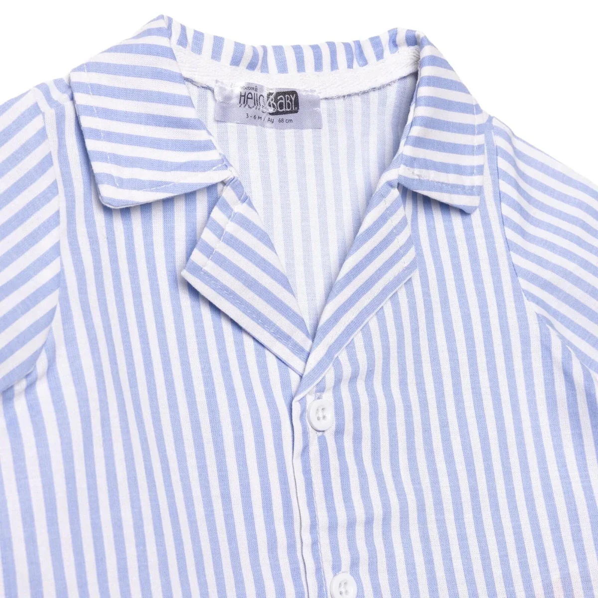 HelloBaby Boys Pyjamas Set Striped Short Sleeve - Blue - Image 3