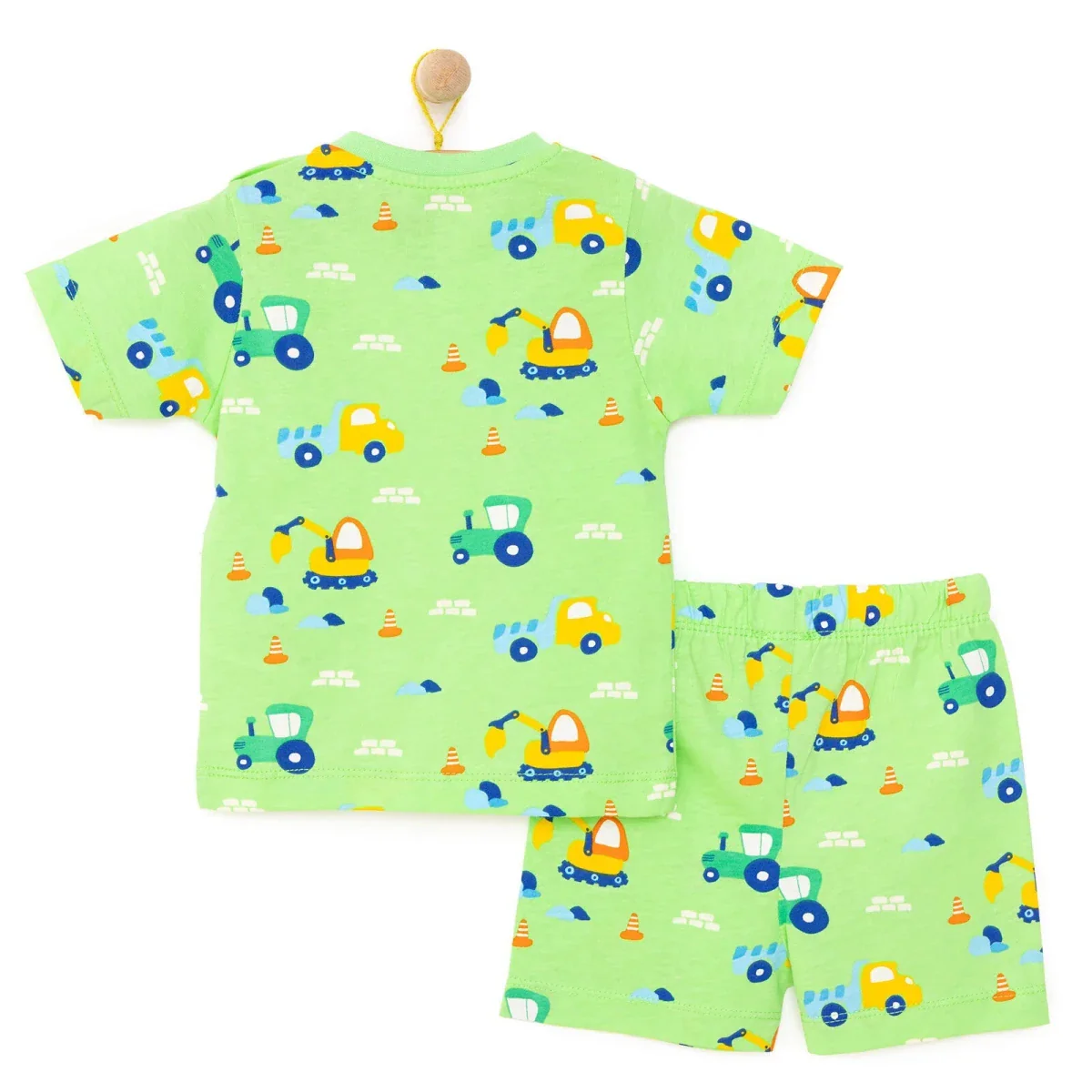 HelloBaby Boys Short Sleeve Pyjamas Set Vehicles Crew Neck Short Leg Short Sleeve - Petrol Green - Image 2