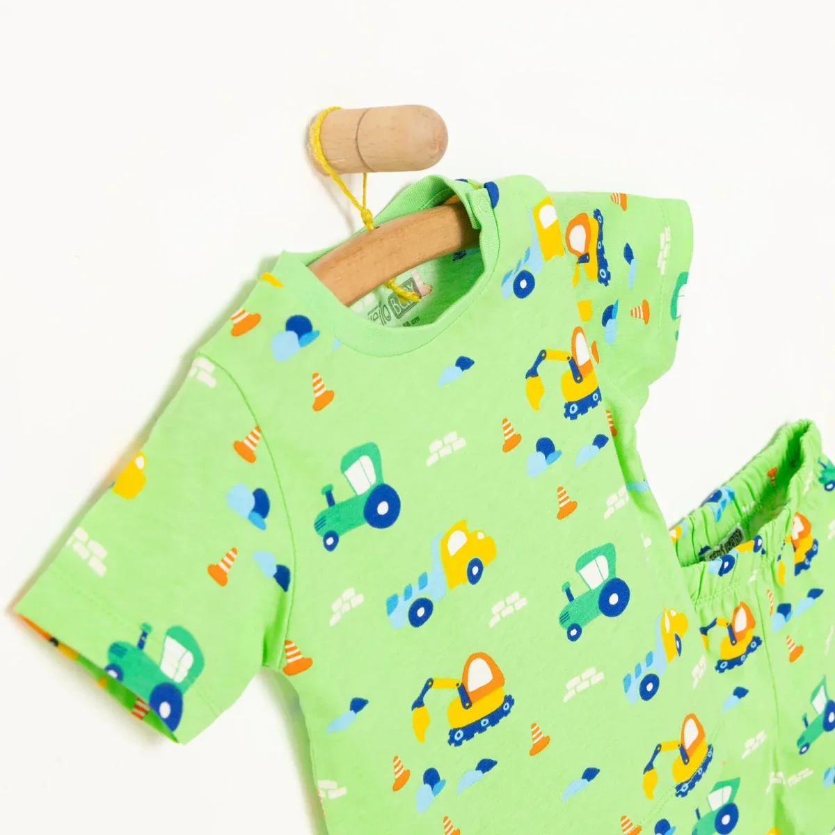 HelloBaby Boys Short Sleeve Pyjamas Set Vehicles Crew Neck Short Leg Short Sleeve - Petrol Green - Image 3