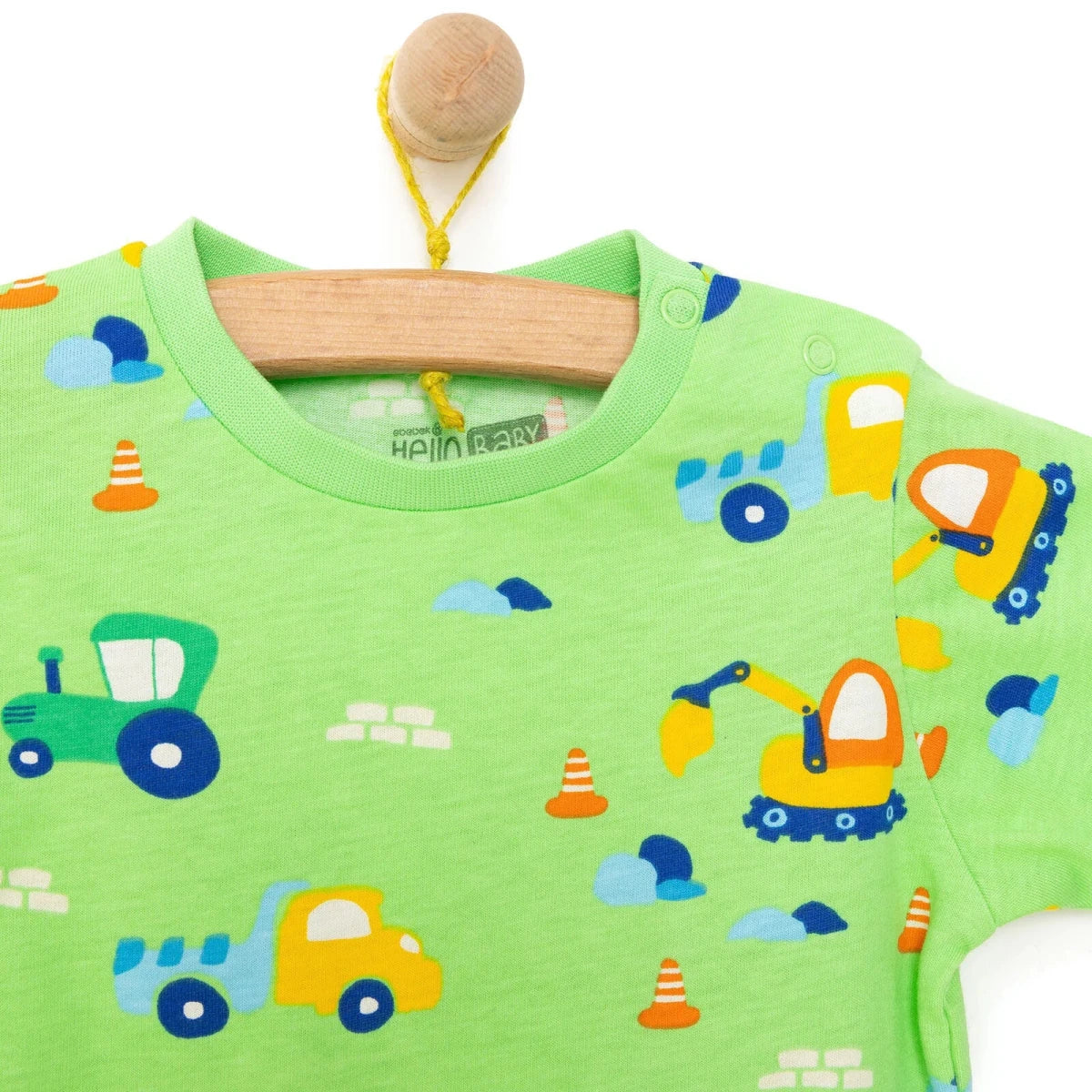 HelloBaby Boys Short Sleeve Pyjamas Set Vehicles Crew Neck Short Leg Short Sleeve - Petrol Green - Image 4