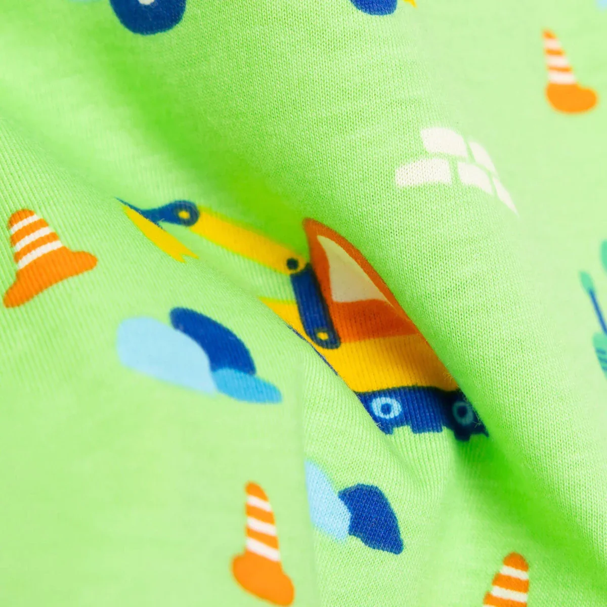 HelloBaby Boys Short Sleeve Pyjamas Set Vehicles Crew Neck Short Leg Short Sleeve - Petrol Green - Image 6