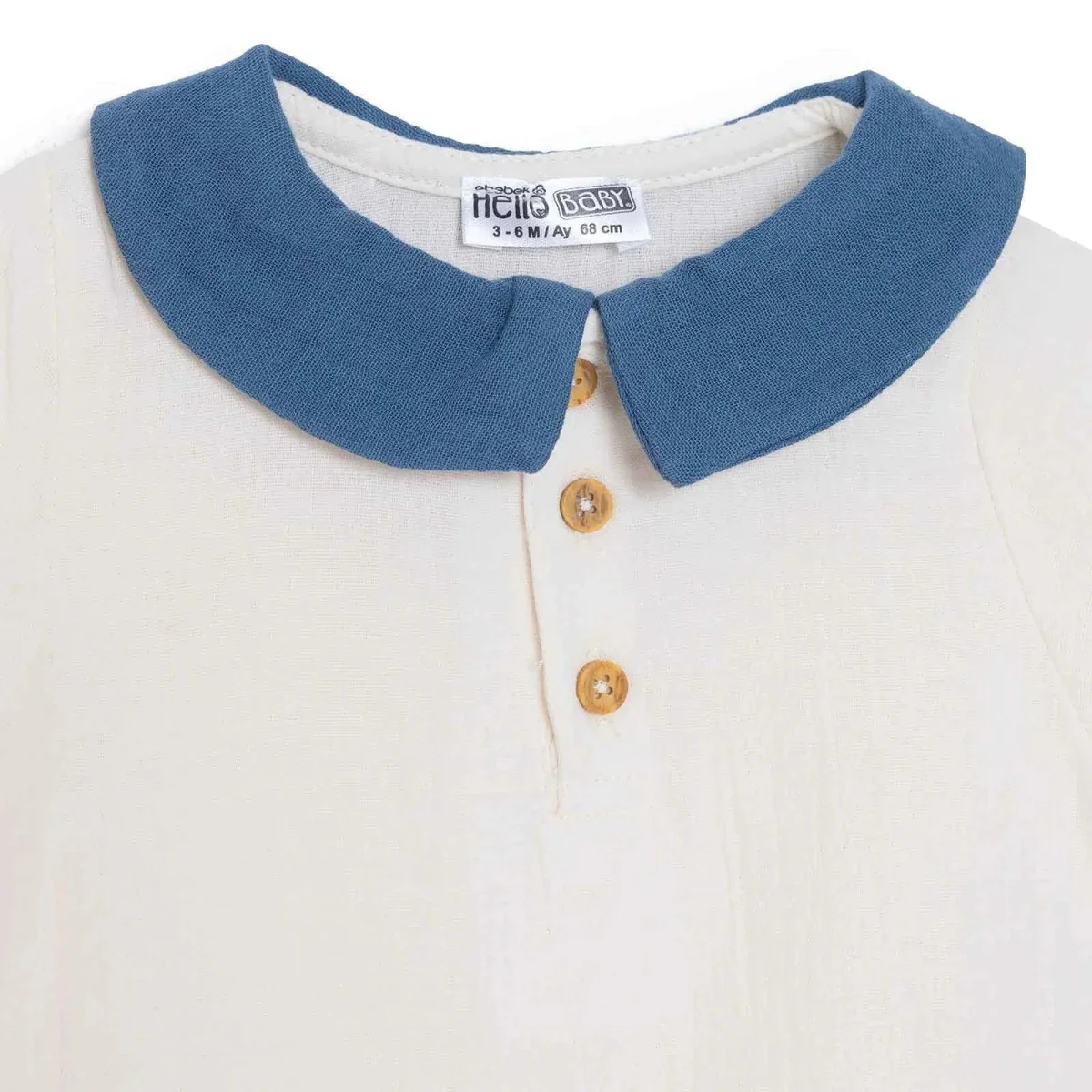 HelloBaby Boys Muslin Bodysuit - Beige - Image 4
