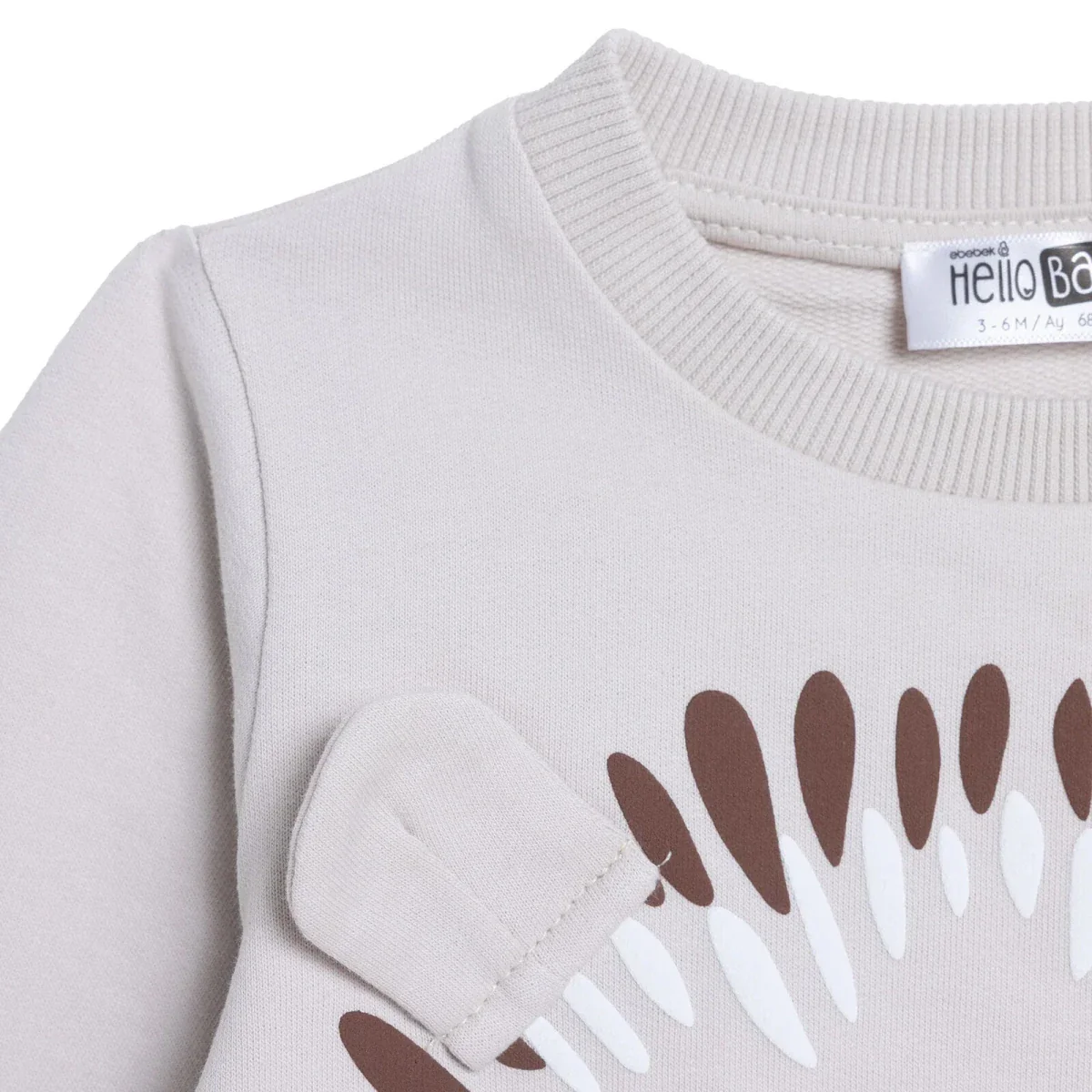 HelloBaby Boys Sweatshirt Animal Print Snap Fastening Crew Neck Long Sleeve - Mink - Image 7
