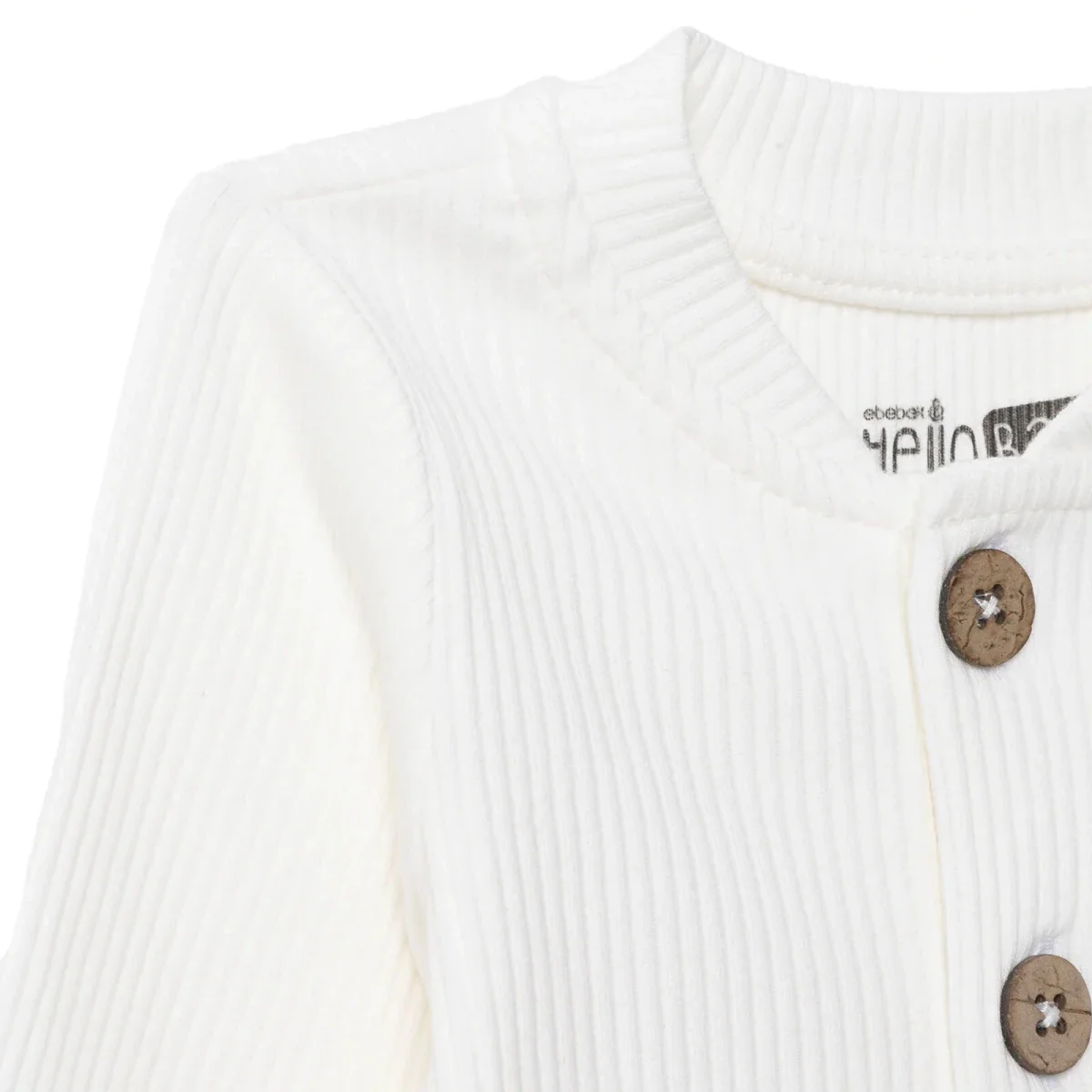 HelloBaby Boys Sweatshirt with Buttons Crew Neck Long Sleeve - Ecru - Image 3