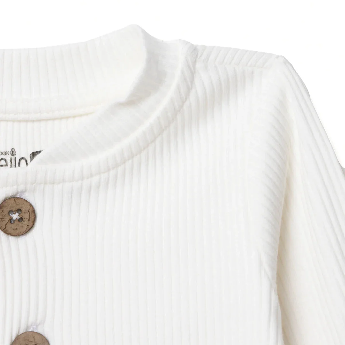 HelloBaby Boys Sweatshirt with Buttons Crew Neck Long Sleeve - Ecru - Image 5