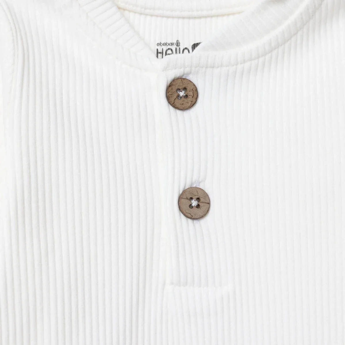 HelloBaby Boys Sweatshirt with Buttons Crew Neck Long Sleeve - Ecru - Image 7
