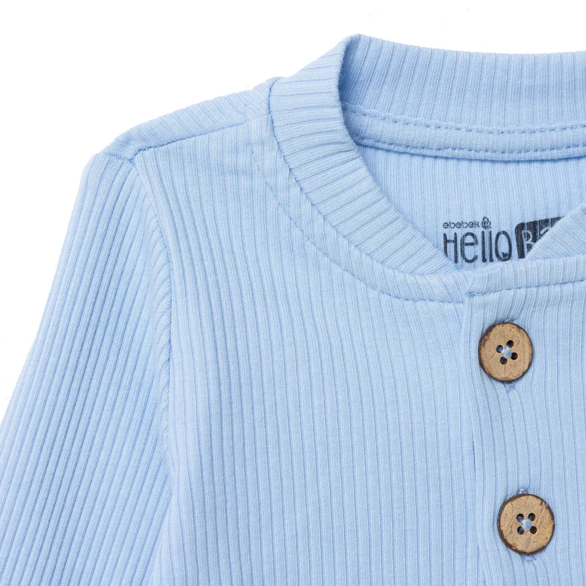 HelloBaby Boys Sweatshirt with Buttons Crew Neck Long Sleeve - Blue - Image 3