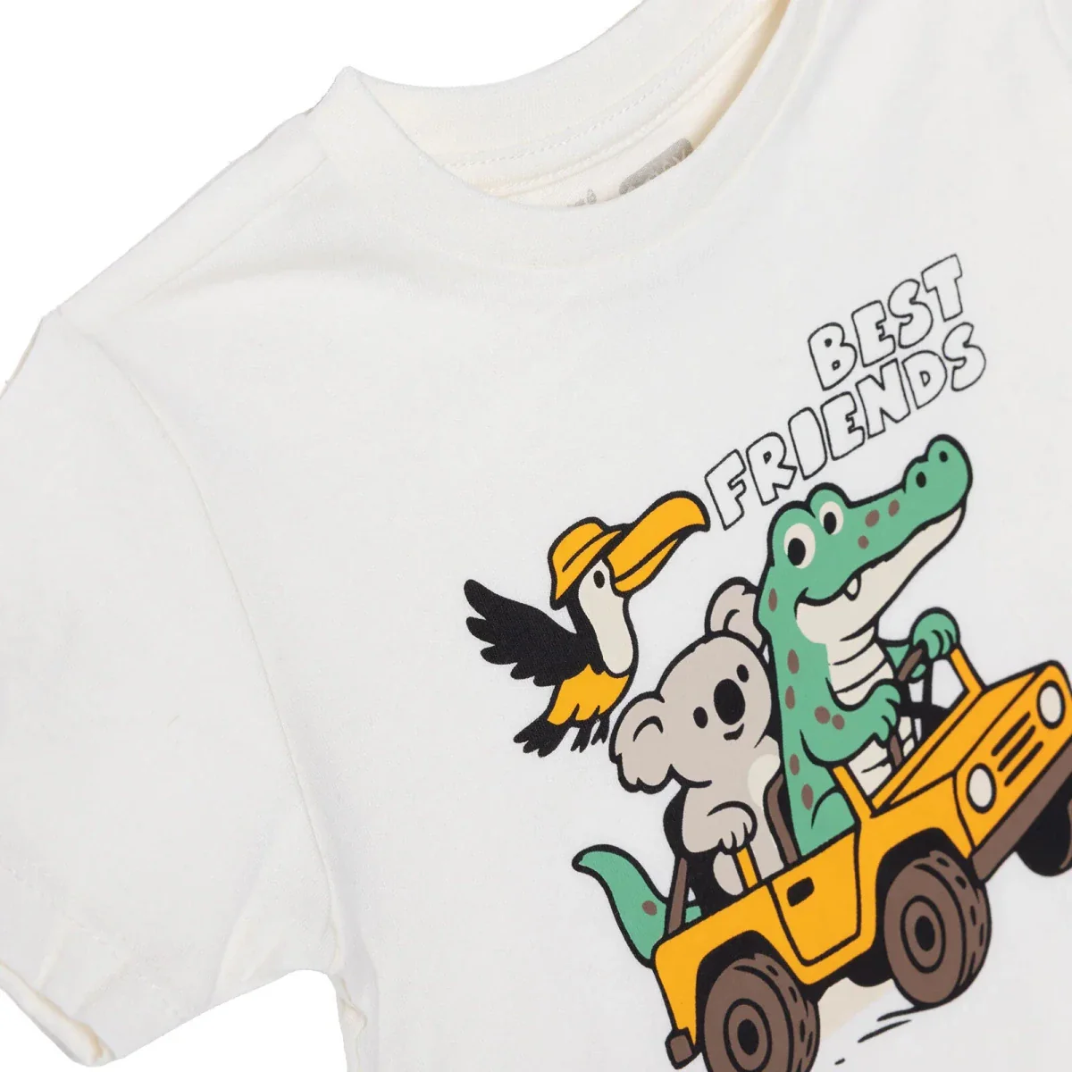 HelloBaby Boys T-shirt Animal Print Crew Neck Short Sleeve - Ecru - Image 3