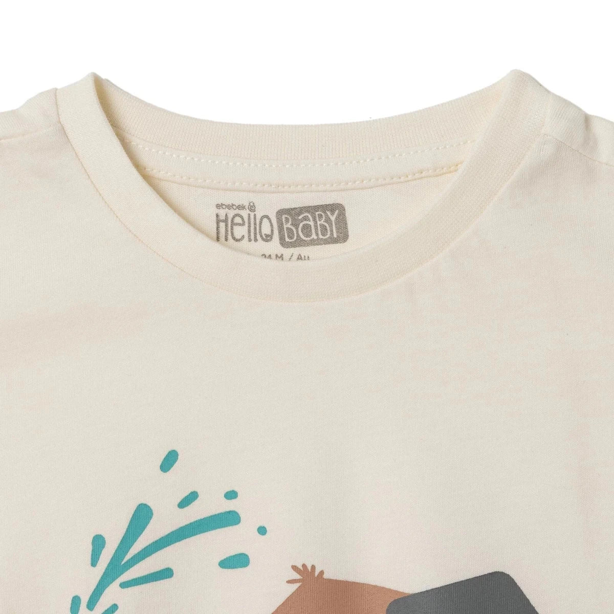 HelloBaby Boys T-shirt Animal Print Crew Neck Short Sleeve - Ecru - Image 3