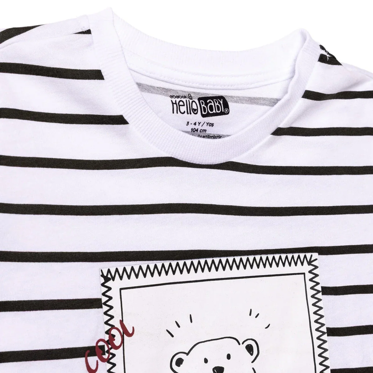 HelloBaby Boys T-shirt Bear Print Cool Boy Crew Neck Short Sleeve - Ecru - Image 3