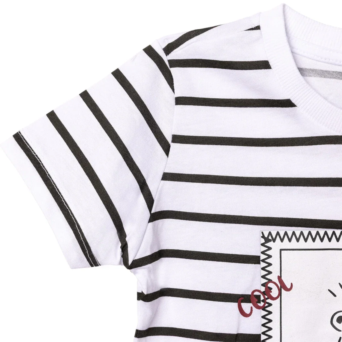 HelloBaby Boys T-shirt Bear Print Cool Boy Crew Neck Short Sleeve - Ecru - Image 5