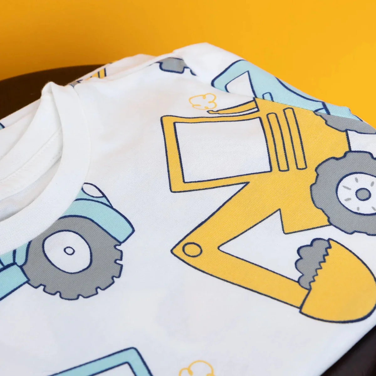 HelloBaby Boys T-shirt Construction Print Crew Neck Short Sleeve - White - Image 3