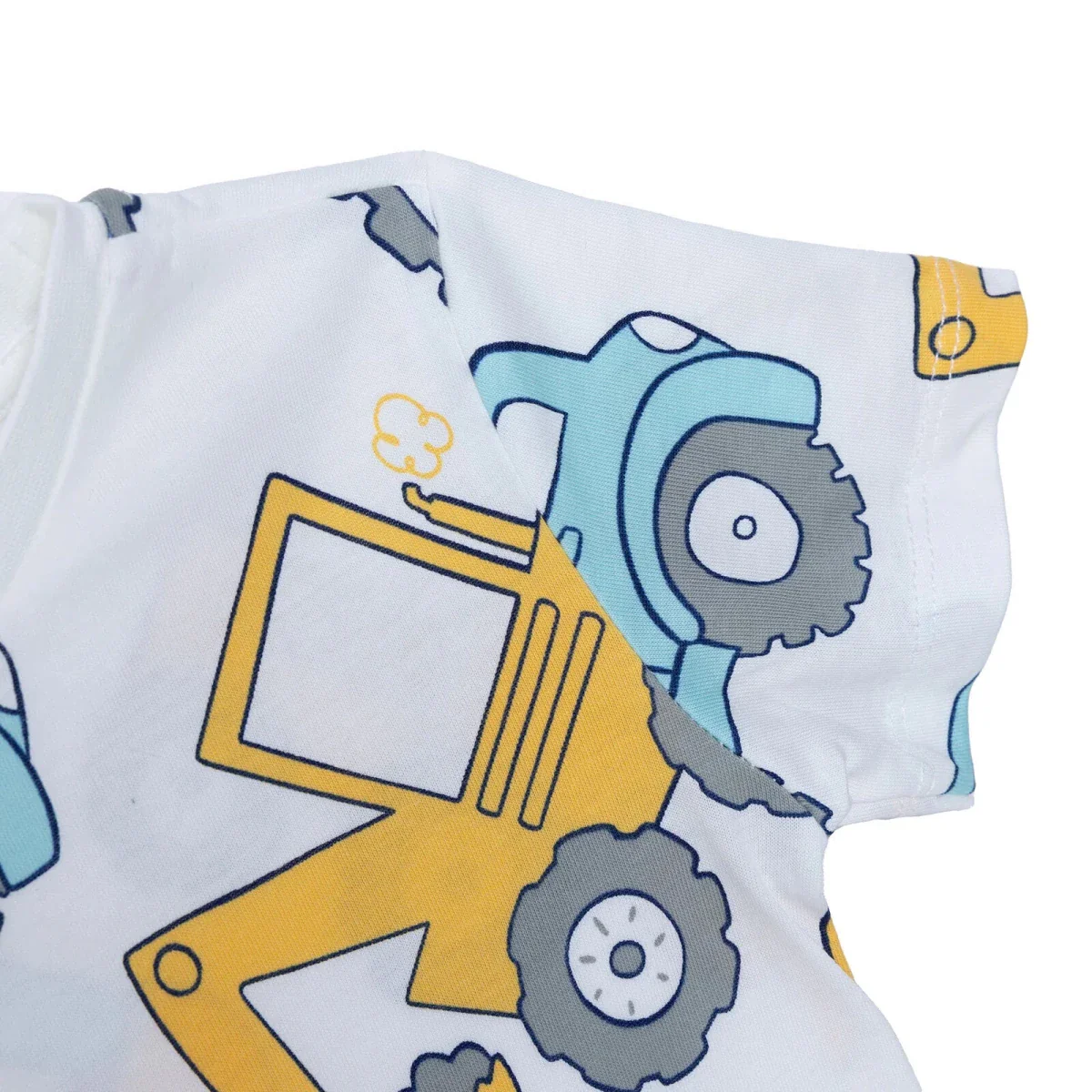 HelloBaby Boys T-shirt Construction Print Crew Neck Short Sleeve - White - Image 4